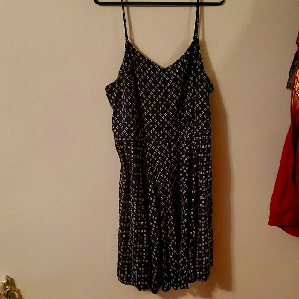 Black and geo print fit and flare dress